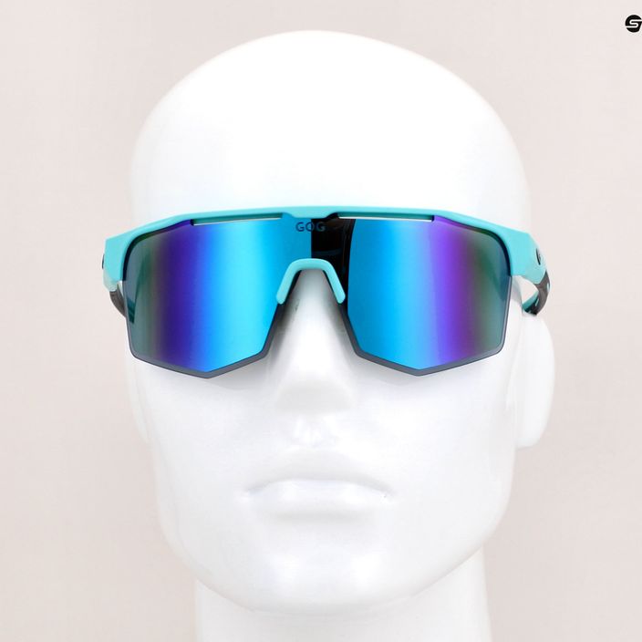 GOG Athena matt türkiz / fekete / polikromatikus fehér-kék kerékpáros szemüveg E508-2 9