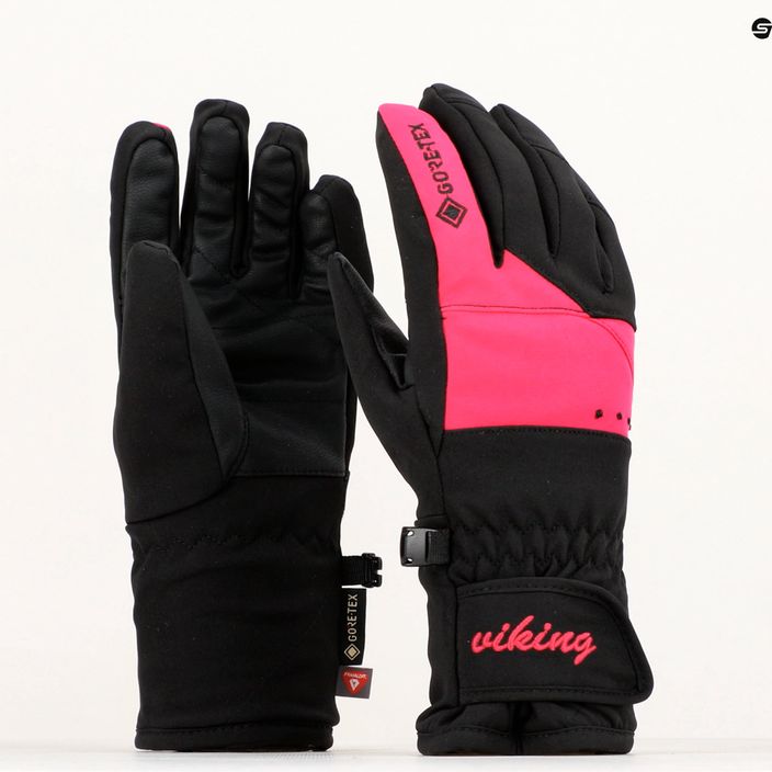 Női síelő kesztyű Viking Sherpa GTX Ski fekete/rózsaszín 150/22/9797/46 9