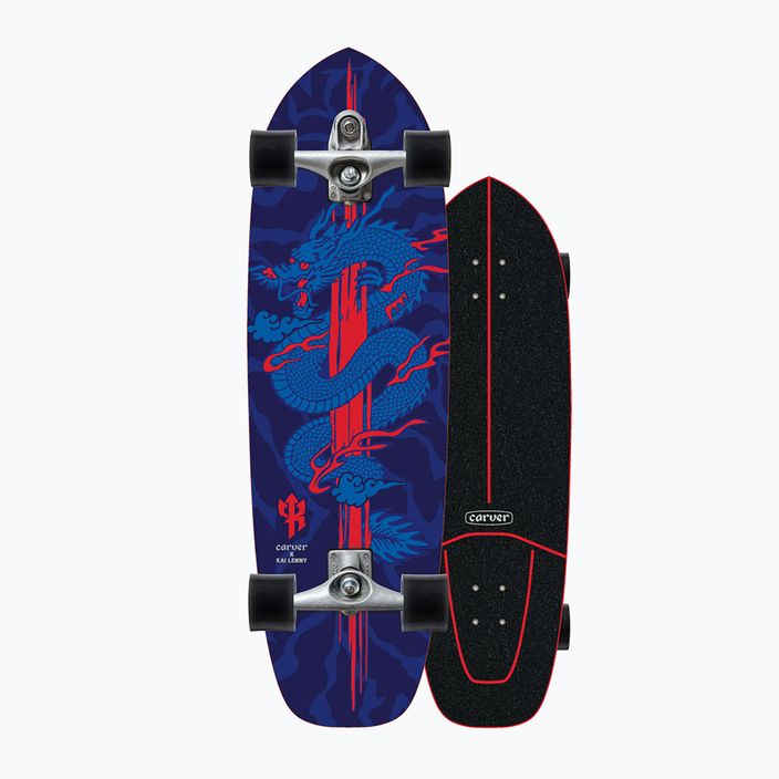 Surfskate gördeszka Carver C7 Raw 34" Kai Dragon 2022 Complete kék és piros C1013011143 8