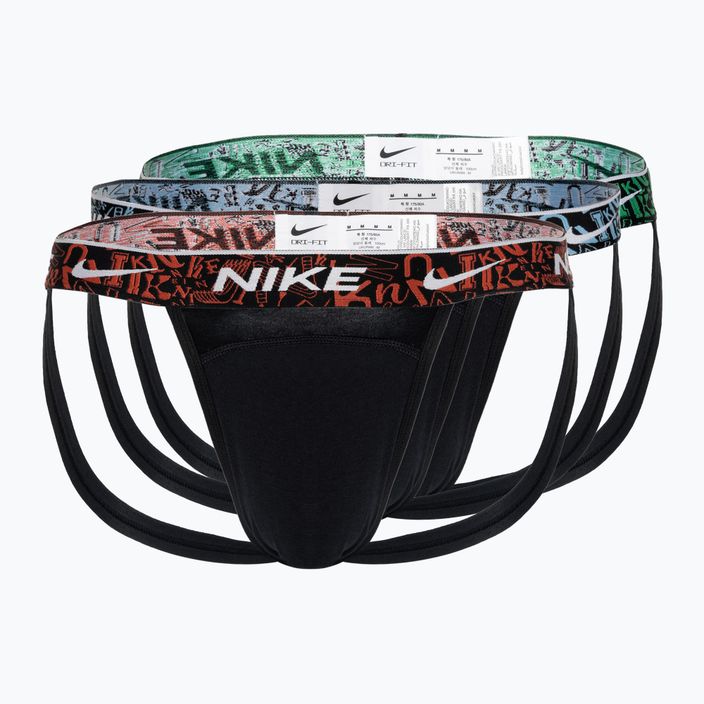 férfi alsónadrág Nike Dri-FIT Everyday Cotton Stretch Jock Strap 3 pár black/red/aquarius blue/stadium green