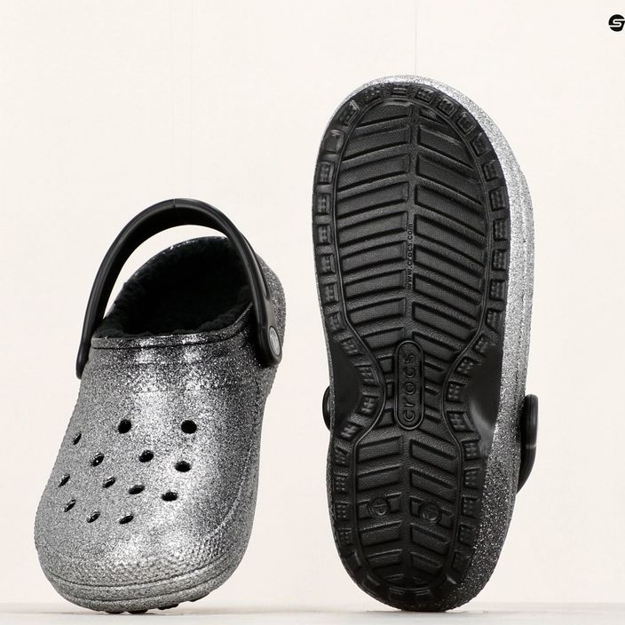 Crocs Classic Glitter bélelt Clog fekete/ezüst flip-flopok 9