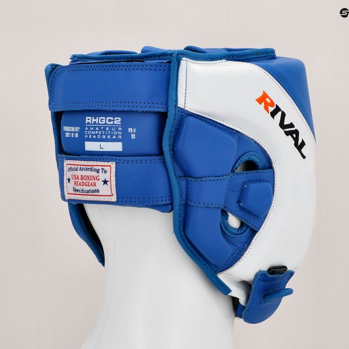 Boksz fejvédő Rival Amateur Competition Headgear blue/white 12