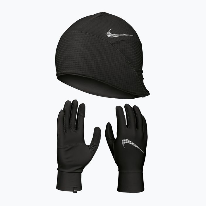 Férfi Nike Essential Running sapka + kesztyű szett fekete/fekete/ezüst 10