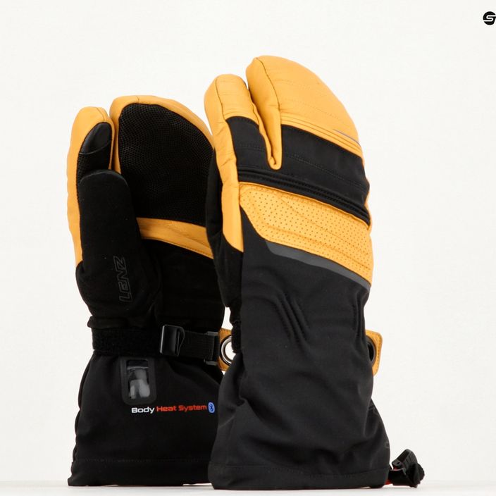 LENZ Heat Glove 8.0 Finger Cap Lobster fűtött síelő kesztyű fekete és sárga 1207 12