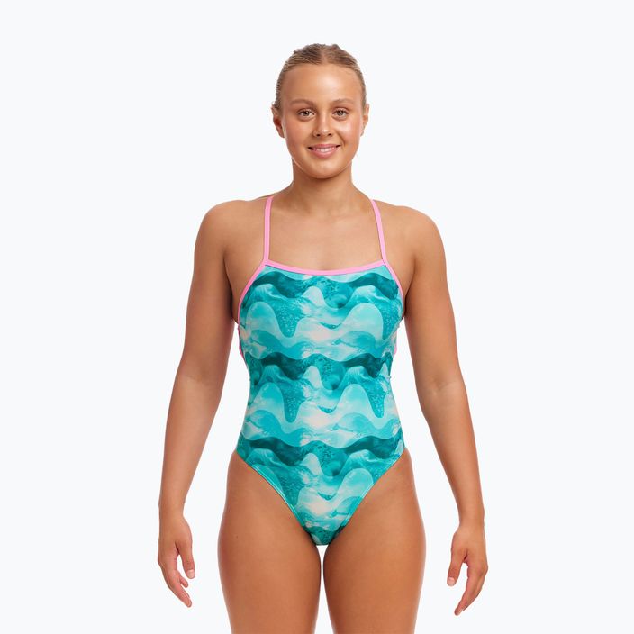 Funkita Strapped In One Piece teal wave női egyrészes fürdőruha 2