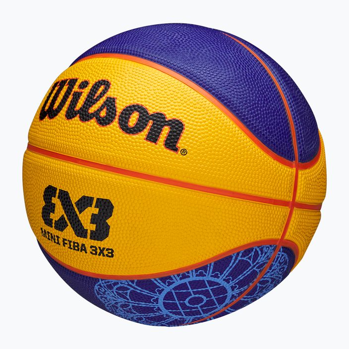 Gyermek kosárlabda Wilson Fiba 3X3 Mini Paris 2004 kék/sárga 3-as méret 3