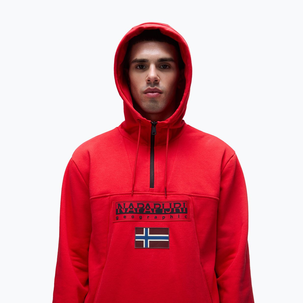 Férfi Napapijri Burgee Half Zip Hooded 2.0 piros goji melegítőfelső 4