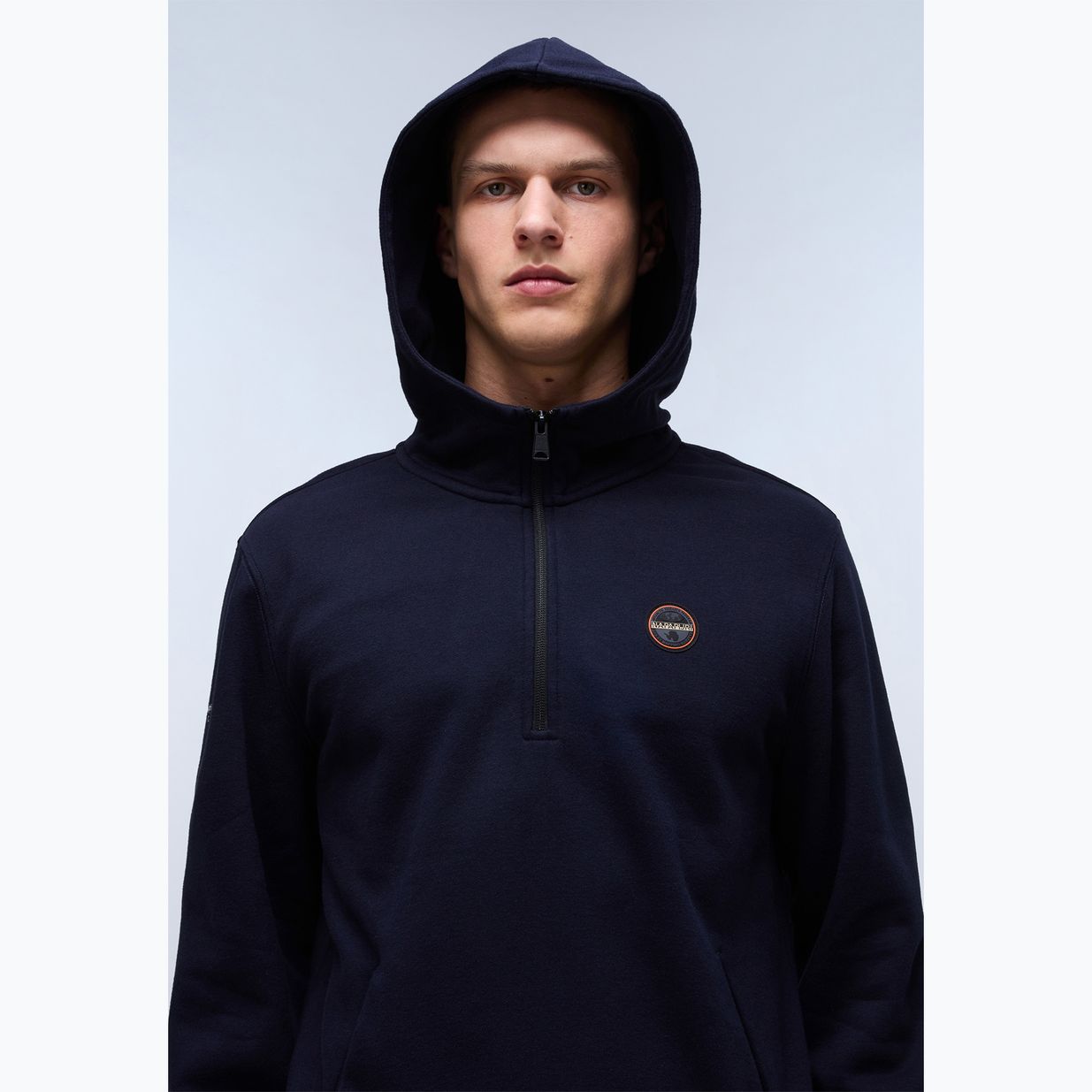 Férfi Napapijri B-Badge Half Zip kapucnis pulóver kék tengerészkék 5