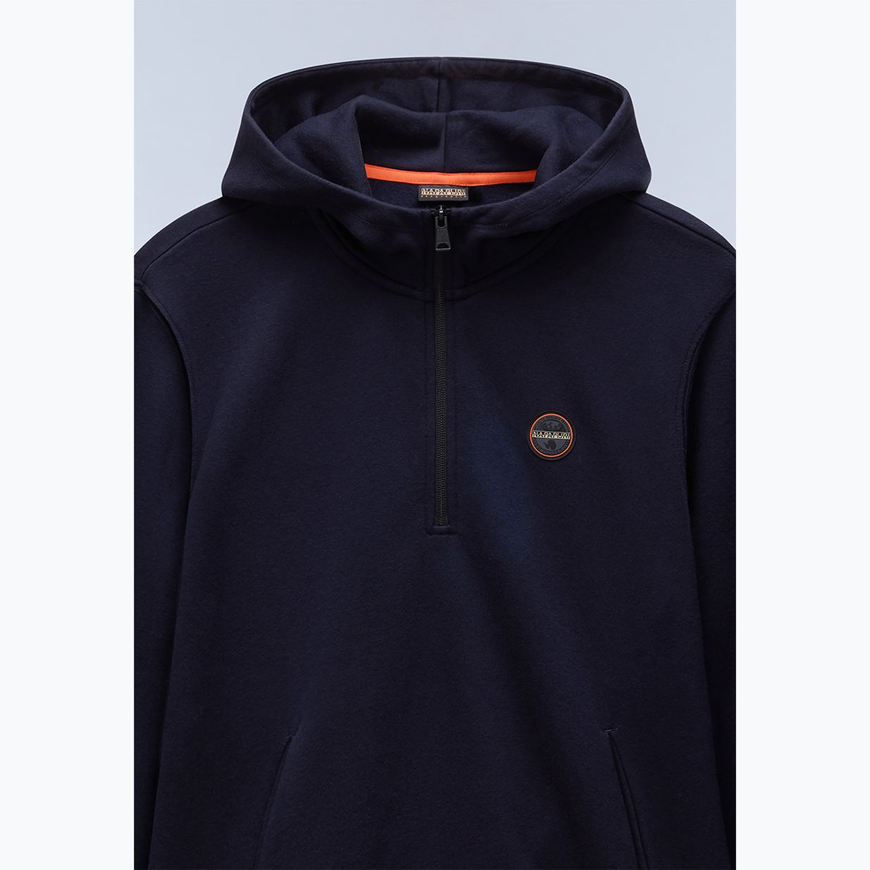 Férfi Napapijri B-Badge Half Zip kapucnis pulóver kék tengerészkék 8