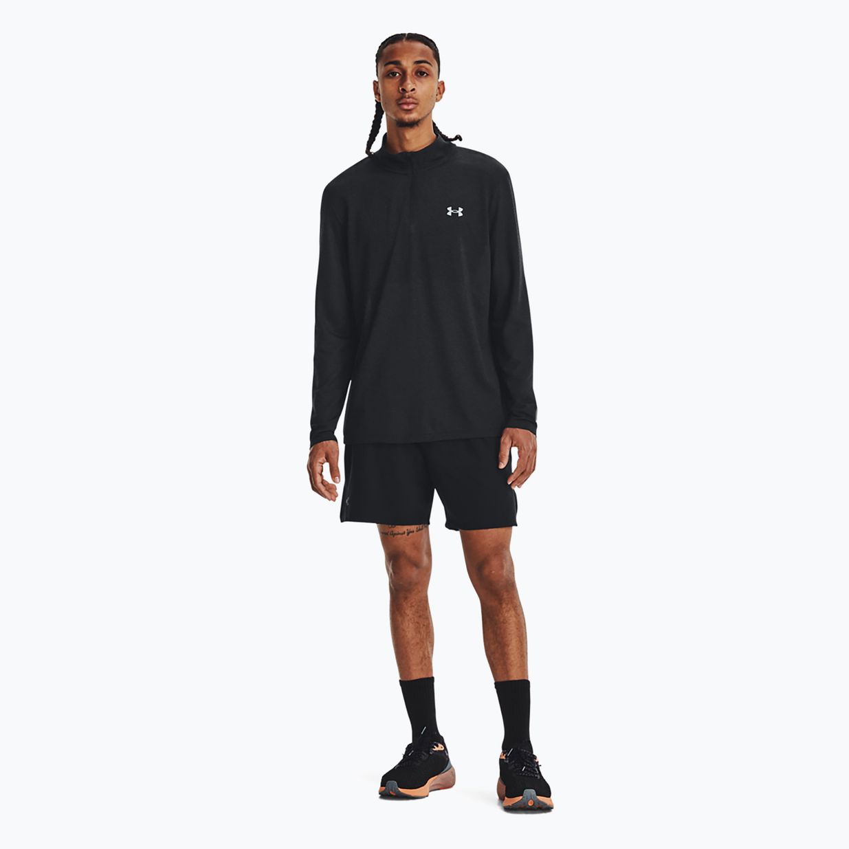 Férfi Under Armour Seamless Stride 1/4 Zip fekete/fényvisszaverő futó hosszú ujjú 2