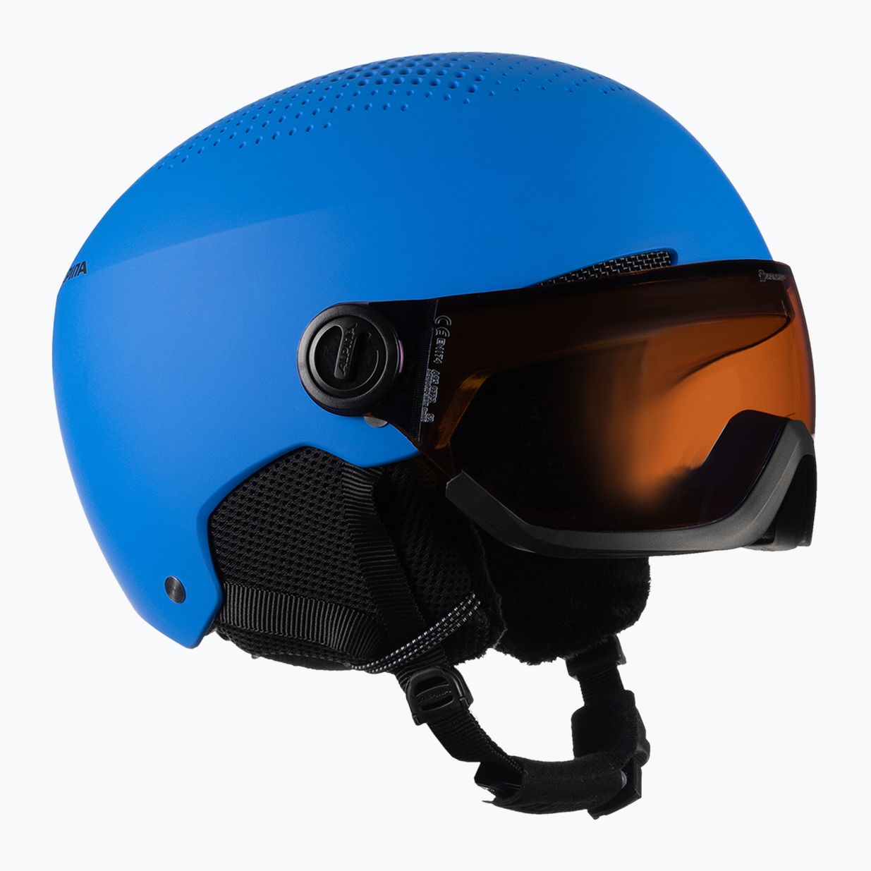 Gyermek síbukósisakok Alpina Zupo Visor Q-Lite blue matt