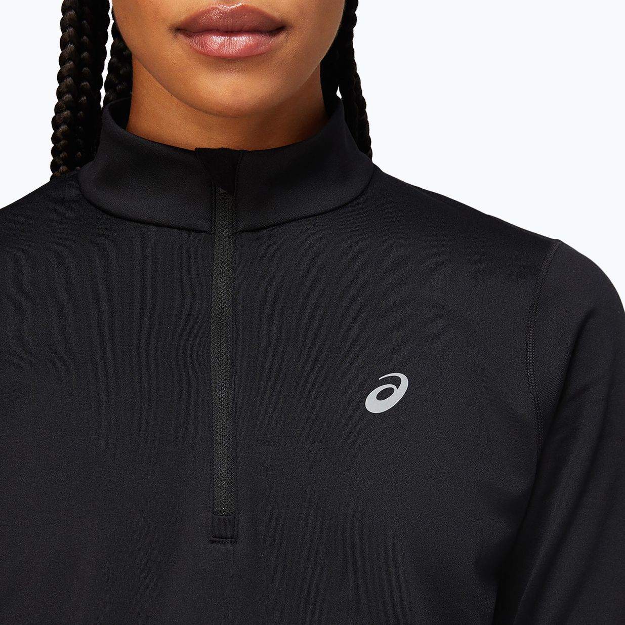 Női ASICS Core 1/2 Zip Winter Top teljesítmény fekete futó melegítőfelső 5