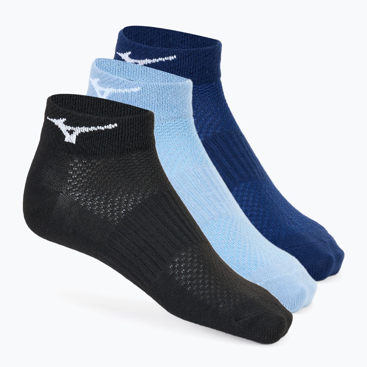 Mizuno Training Mid zokni 3 pár fekete/kék/erdei kék/gleccser tó