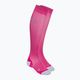CEP Ultrakönnyű rózsaszín/sötétvörös női kompressziós futó zokni