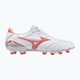 Férfi Mizuno Morelia Neo IV Pro MD labdarúgó cipő fehér/ ragyogó piros/ forró korall