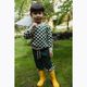 KID STORY Merino zöld sakktáblás gyermek pulóver 5