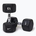 Gumírozott kézisúlyzó Nike Strength Hex Dumbbell 15 kg black/white