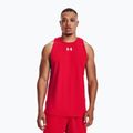 Férfi kosaras póló Under Armour Baseline Cotton Tank red/white/white