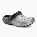 Crocs Classic Glitter bélelt Clog fekete/ezüst flip-flopok
