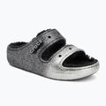 Crocs Classic Cozzzy Glitter szandál fekete/ezüst flip-flopok