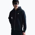 Férfi Nike Club teljes cipzáras kapucnis pulóver obszidián/obszidián/fehér