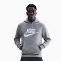 Férfi pulóver Nike Club Pullover Hoodie dark grey heather/light smoke grey/white
