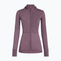 Női túra pulóver Icebreaker Merino 200 Realfleece Descender Half Zip Hoodie grey plum 10