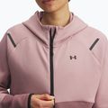 Női pulóver Under Armour Unstoppable Fleece HZ tourmaline pink/maroon mist/black 3