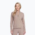 Női pulóver SKECHERS GO Luxe Rib Everyday Full Zip taupe/brown