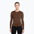 Női edző hosszú ujjú póló Nike One Fitted cacao wow/white