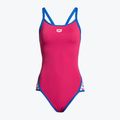 Női egyrészes fürdőruha arena Team Stripe Super Fly Back One Piece rózsaszín 001195/970