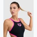 Női egyrészes fürdőruha arena One Biglogo One Piece black/fluo pink 4