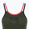 Női egyrészes fürdőruha arena One Double Cross Back One Piece sötét zsálya/fekete/fluo piros 3