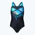 Gyermek egyrészes fürdőruha arena Multi Pixels New Swim Pro Back fekete/türkizkék