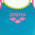 Női egyrészes fürdőruha arena One Double Cross Back One Piece türkiz/fluo rózsaszín/lágy zöld 3