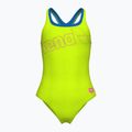 Női egyrészes fürdőruha arena Logo Swim Pro artic lime/kék porcelán