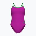 Női egyrészes fürdőruha Arena Lace Back Solid very fuchsia/team green