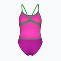 Női egyrészes fürdőruha Arena Lace Back Solid very fuchsia/team green 2