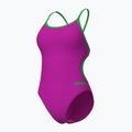 Női egyrészes fürdőruha Arena Lace Back Solid very fuchsia/team green 3