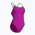 Női egyrészes fürdőruha Arena Lace Back Solid very fuchsia/team green 4