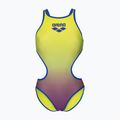 Női egyrészes fürdőruha arena One Shaded Print Tech One Back artic lime violetta multi/neon blue