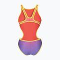 Női egyrészes fürdőruha arena One Shaded Print Tech One Back bright coral royal multi/soft green 2
