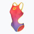 Női egyrészes fürdőruha arena One Shaded Print Tech One Back bright coral royal multi/soft green 3