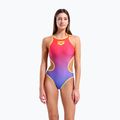 Női egyrészes fürdőruha arena One Shaded Print Tech One Back bright coral royal multi/soft green 5