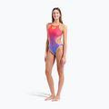 Női egyrészes fürdőruha arena One Shaded Print Tech One Back bright coral royal multi/soft green 6