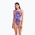 Női egyrészes fürdőruha arena Earth View Xcriss Cross pink multi/very fuchsia