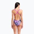 Női egyrészes fürdőruha arena Earth View Xcriss Cross pink multi/very fuchsia 3