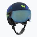 Gyerek sísisak UVEX Rocket Visor Jr blue puzzle matt/mirror blue/smoke