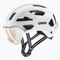 Kerékpáros sisak UVEX Stride Visor fehér matt/litemirror ezüst