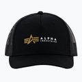 Férfi Alpha Industries Label Trucker baseball sapka fekete